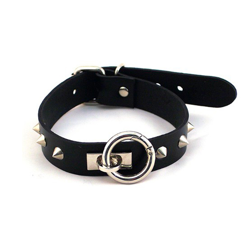 The Rouge Garments ORing Thin Studded Collar Black from Forbidden Passion