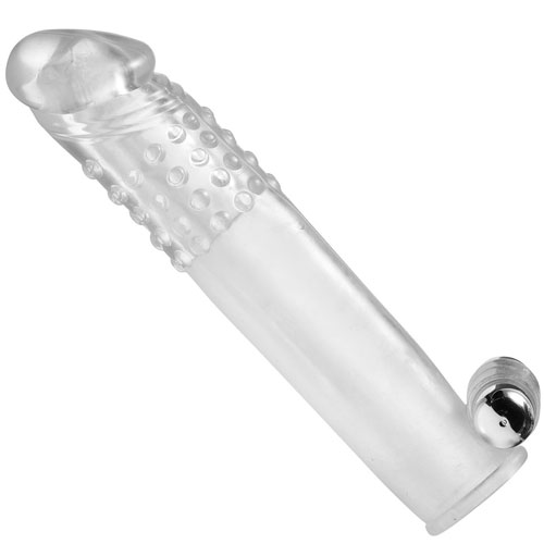 The Size Matters Clear Vibrating Penis Sleeve from Forbidden Passion