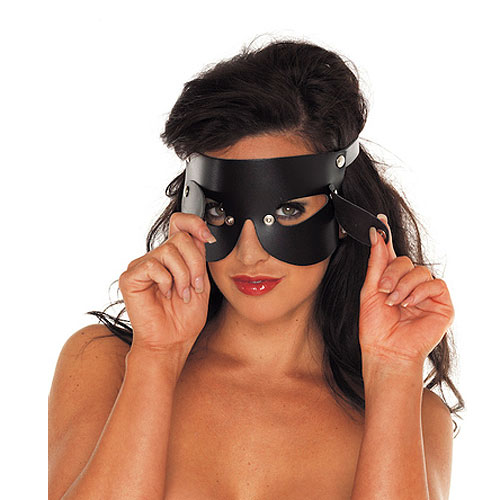 The Leather Blindfold With Detachable Blinkers from Forbidden Passion
