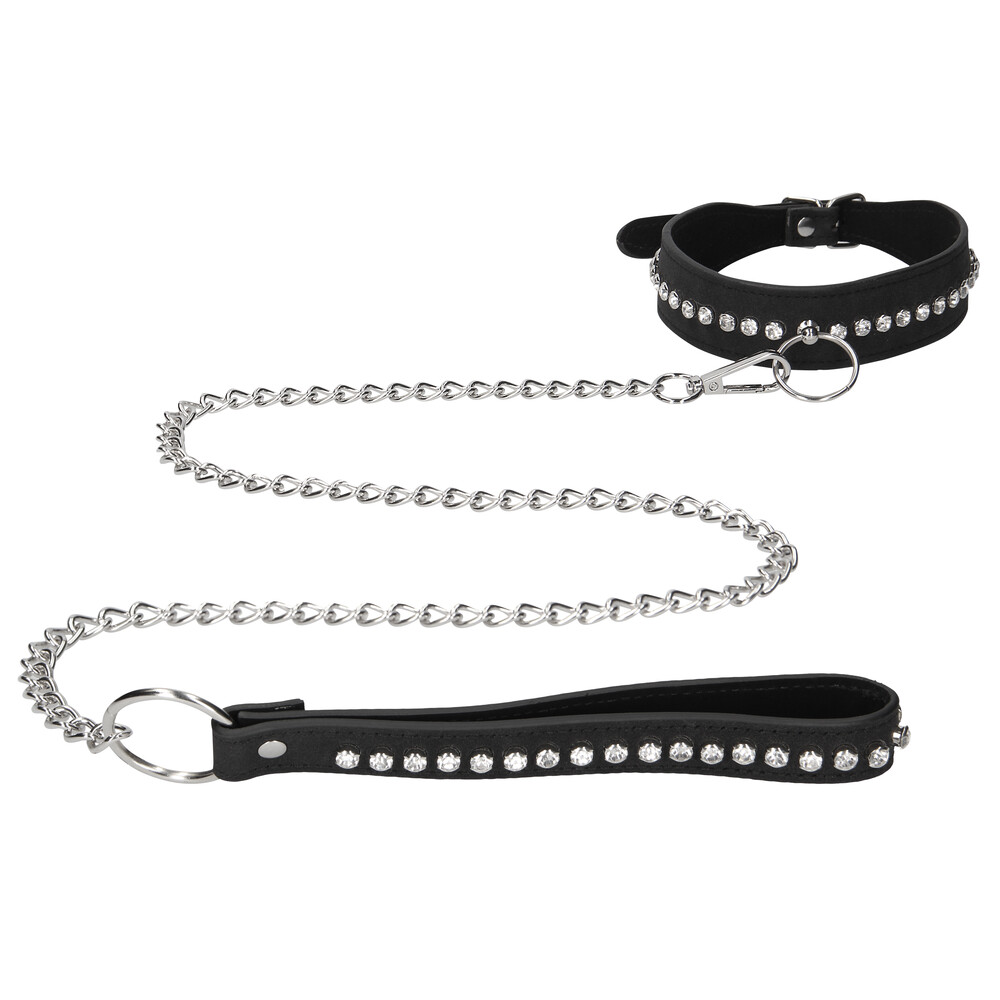 The Ouch Diamond Studded Collar With Leash from Forbidden Passion