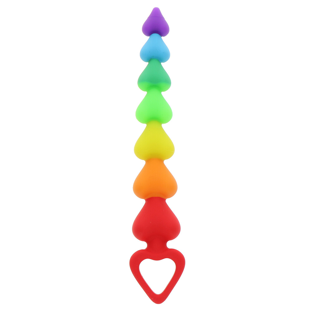 The ToyJoy Rainbow Heart Anal Beads from Forbidden Passion