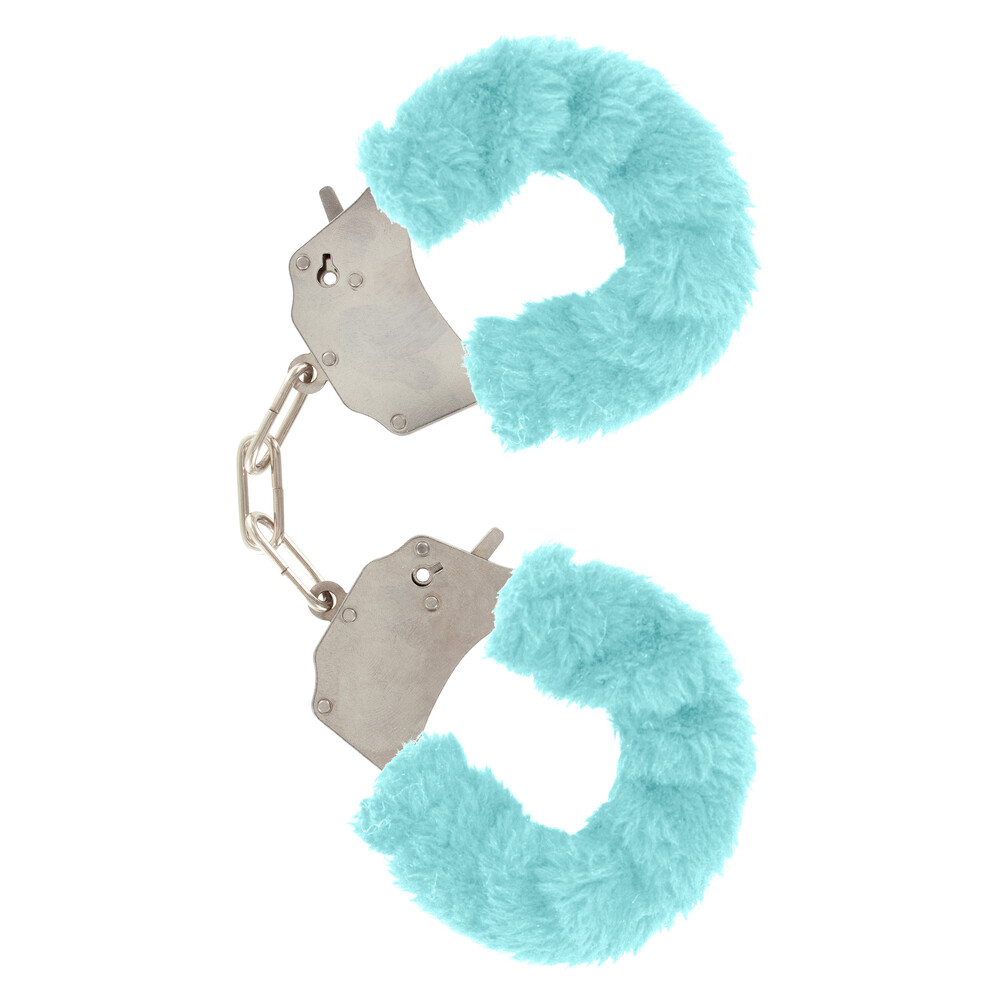 The ToyJoy Furry Fun Wrist Cuffs Aqua from Forbidden Passion