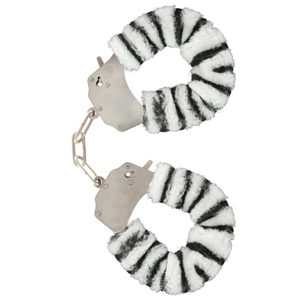 The ToyJoy Furry Fun Wrist Cuffs Zebra from Forbidden Passion