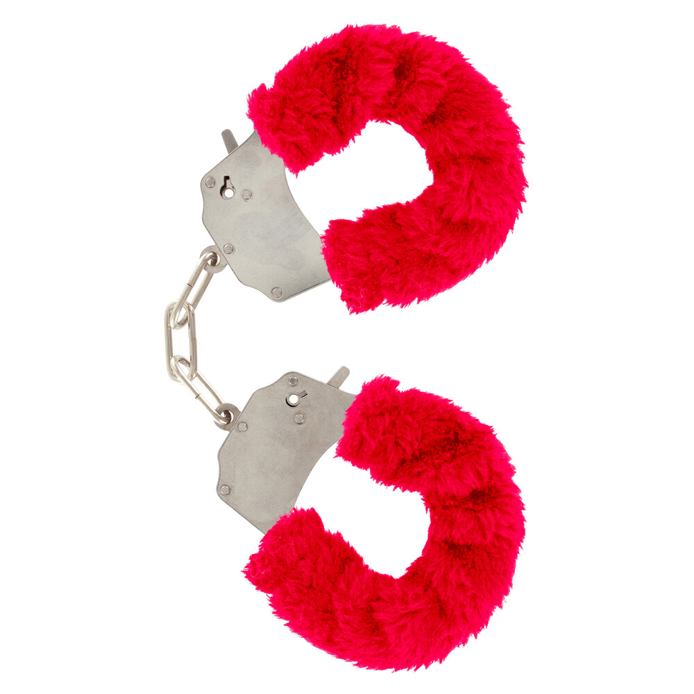 The ToyJoy Furry Fun Wrist Cuffs Red from Forbidden Passion