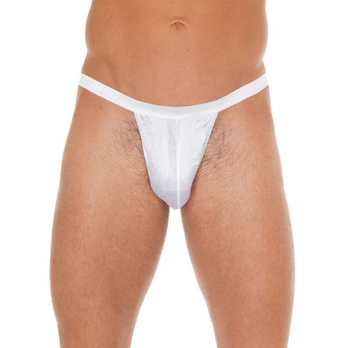 The Mens White GString With Small White Pouch from Forbidden Passion