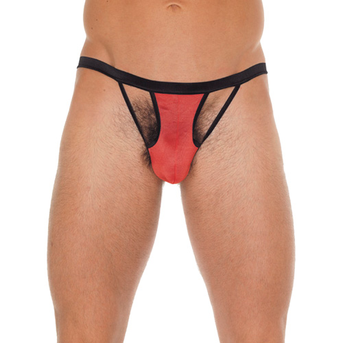 The Mens Black GString With Red Pouch from Forbidden Passion