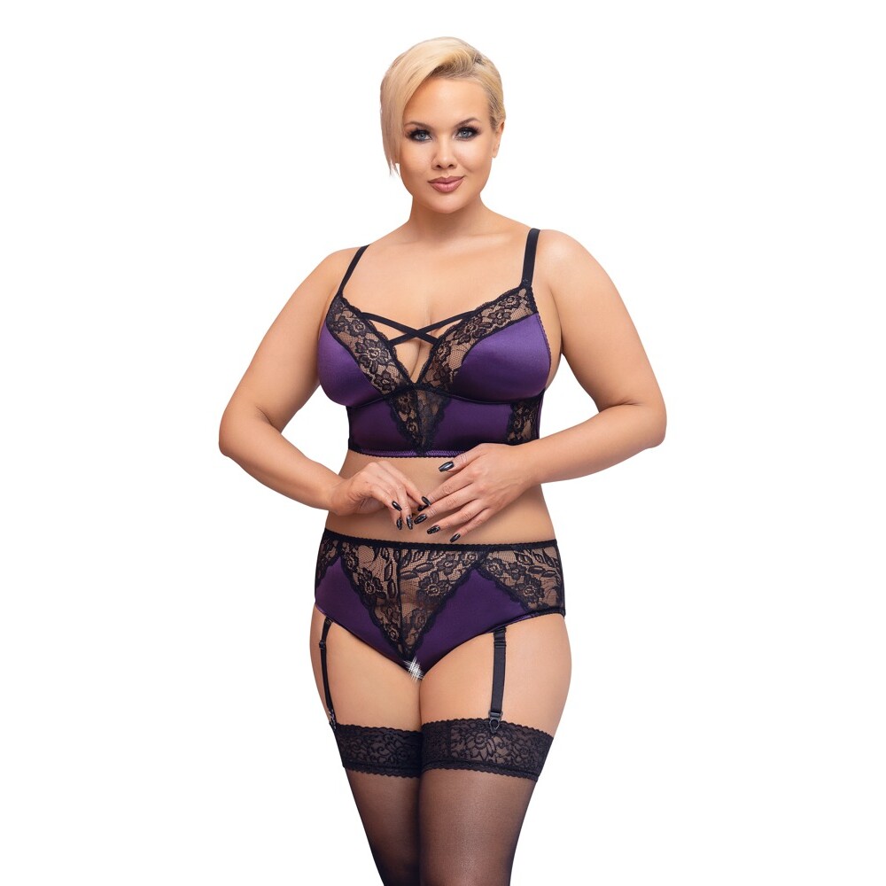 The Cottelli Curves Bralette Suspender Set from Forbidden Passion