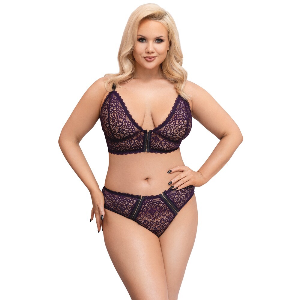 The Cottelli Curves Delicate Lace Bralette And Briefs from Forbidden Passion