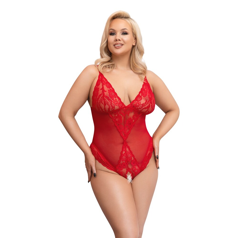The Cottelli Curves Crotchless Body Red from Forbidden Passion