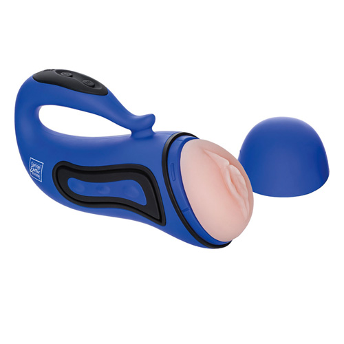 The Apollo Alpha Stroker 2 Rechargeable Blue Masturbator from Forbidden Passion