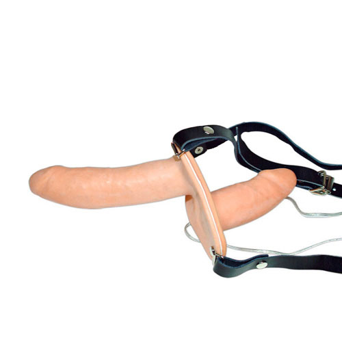 The Vibrating Flesh Strap On Duo Vibrating Dongs from Forbidden Passion