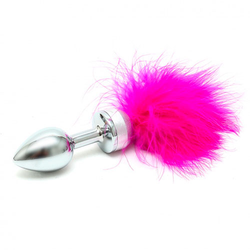 The Small Butt Plug With Pink Feathers from Forbidden Passion