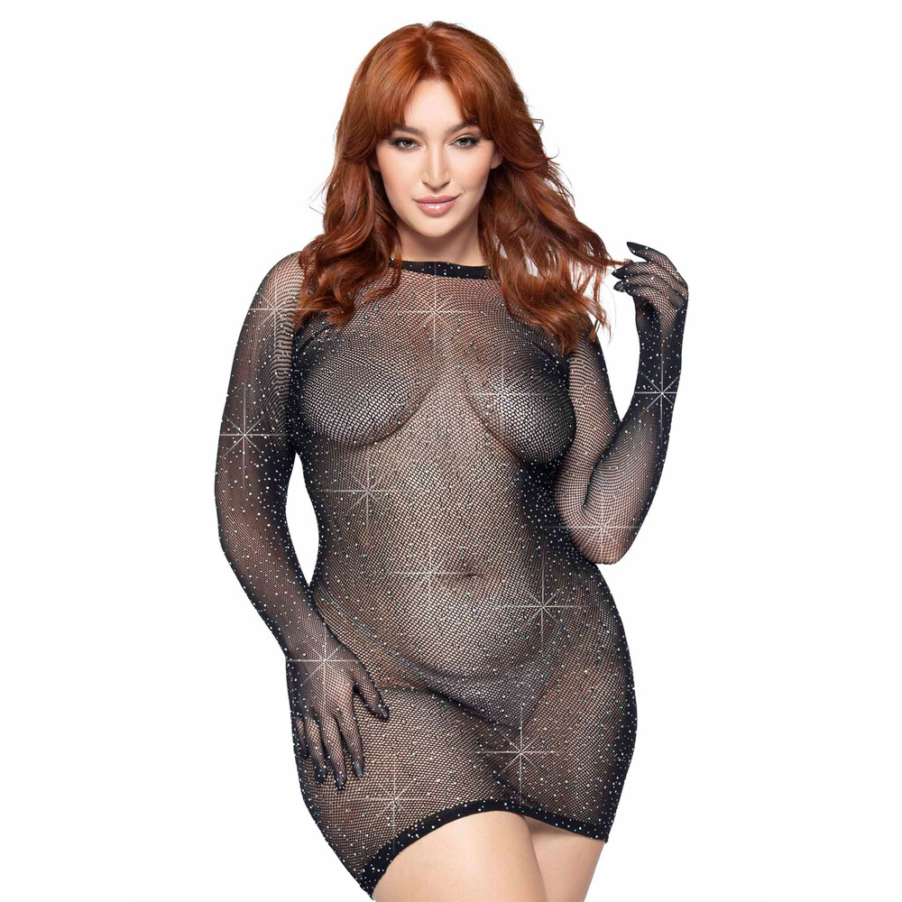The Leg Avenue Rhinestone Gloved Dress UK 14 to 18 from Forbidden Passion
