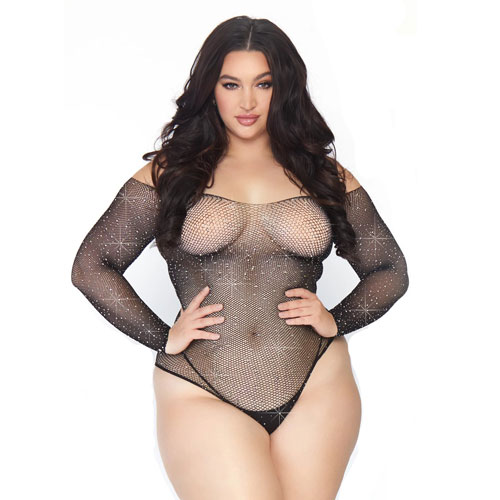 The Leg Avenue Crystalized Long Sleeve Body Plus Size UK 14 to 18 from Forbidden Passion