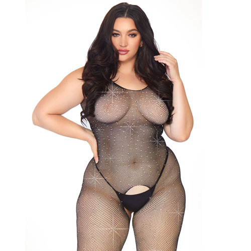 The Leg Avenue Crystalized Net Bodystocking Plus Size UK 14 to 18 from Forbidden Passion