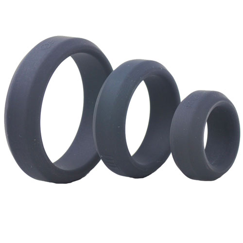 The Triple Black Silicone Cock Rings from Forbidden Passion