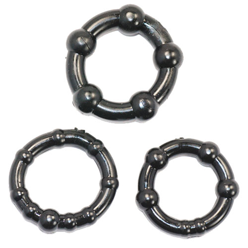 The Stay Hard Beaded Cock Rings from Forbidden Passion