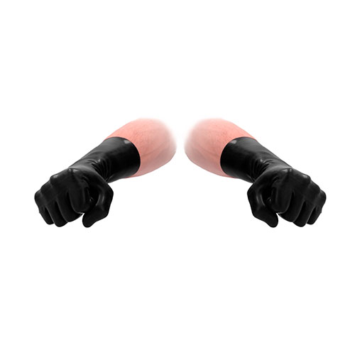 The Fist It Black Latex Short Gloves from Forbidden Passion
