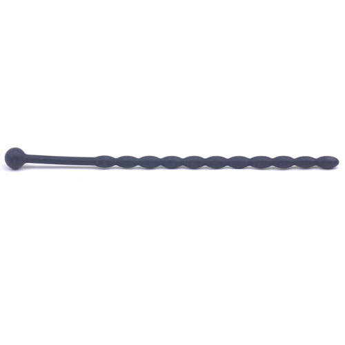 The 6 Inch Black Silicone Beaded Penis Sound Plug from Forbidden Passion
