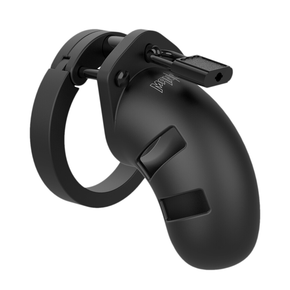 The Man Cage 20 Male 3.5 Inch Black Silicone Chastity Cage from Forbidden Passion