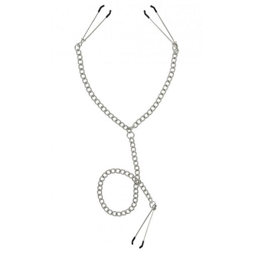 The Master Series Nipple To Clit Tweezer Clamp Set from Forbidden Passion