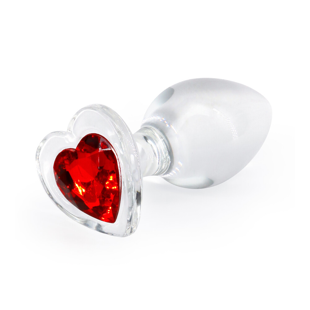 The Crystal Desires Glass Heart Medium Butt Plug from Forbidden Passion