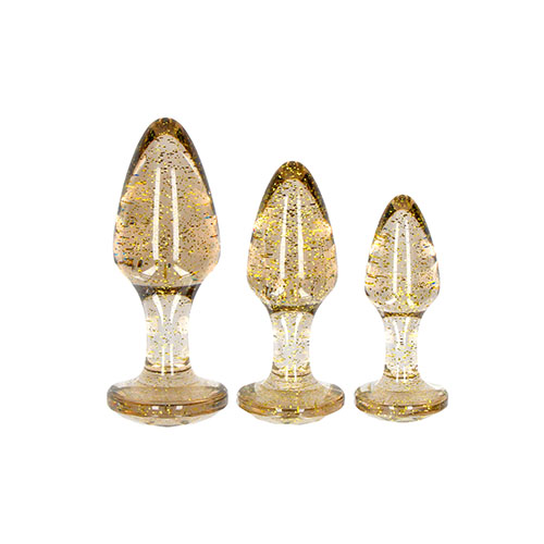 The Ouch Golden Glitter Acrylic Butt Plug Set from Forbidden Passion