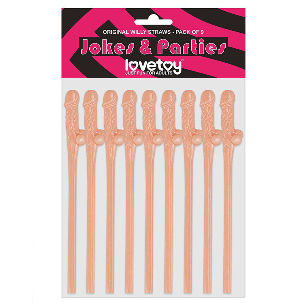 The Lovetoy Pack Of 9 Willy Straws Flesh Pink from Forbidden Passion