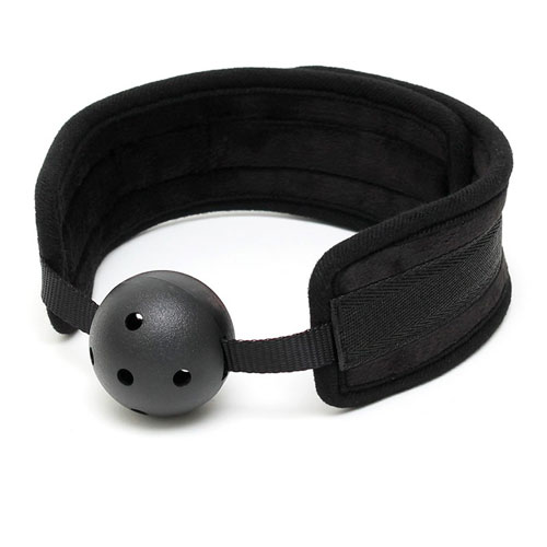 The Black Padded Mouth Gag With Breathable Ball from Forbidden Passion
