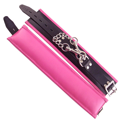 The Rouge Garments Ankle Cuffs Padded Pink Trimmed from Forbidden Passion