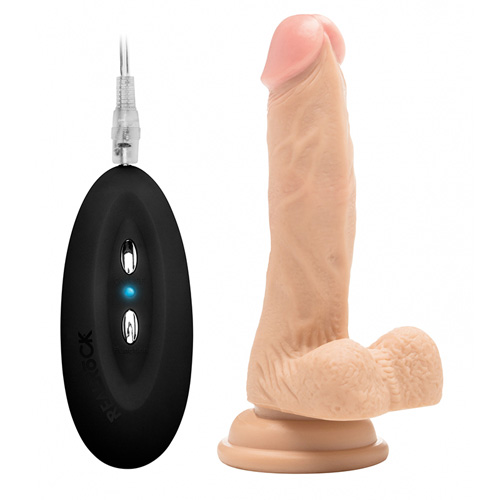 The RealRock 7 Inch Vibrating Realistic Cock With Scrotum from Forbidden Passion