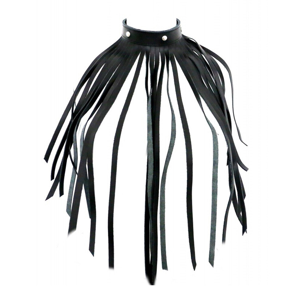 The The Red Leather Fringe Necklace Collar from Forbidden Passion