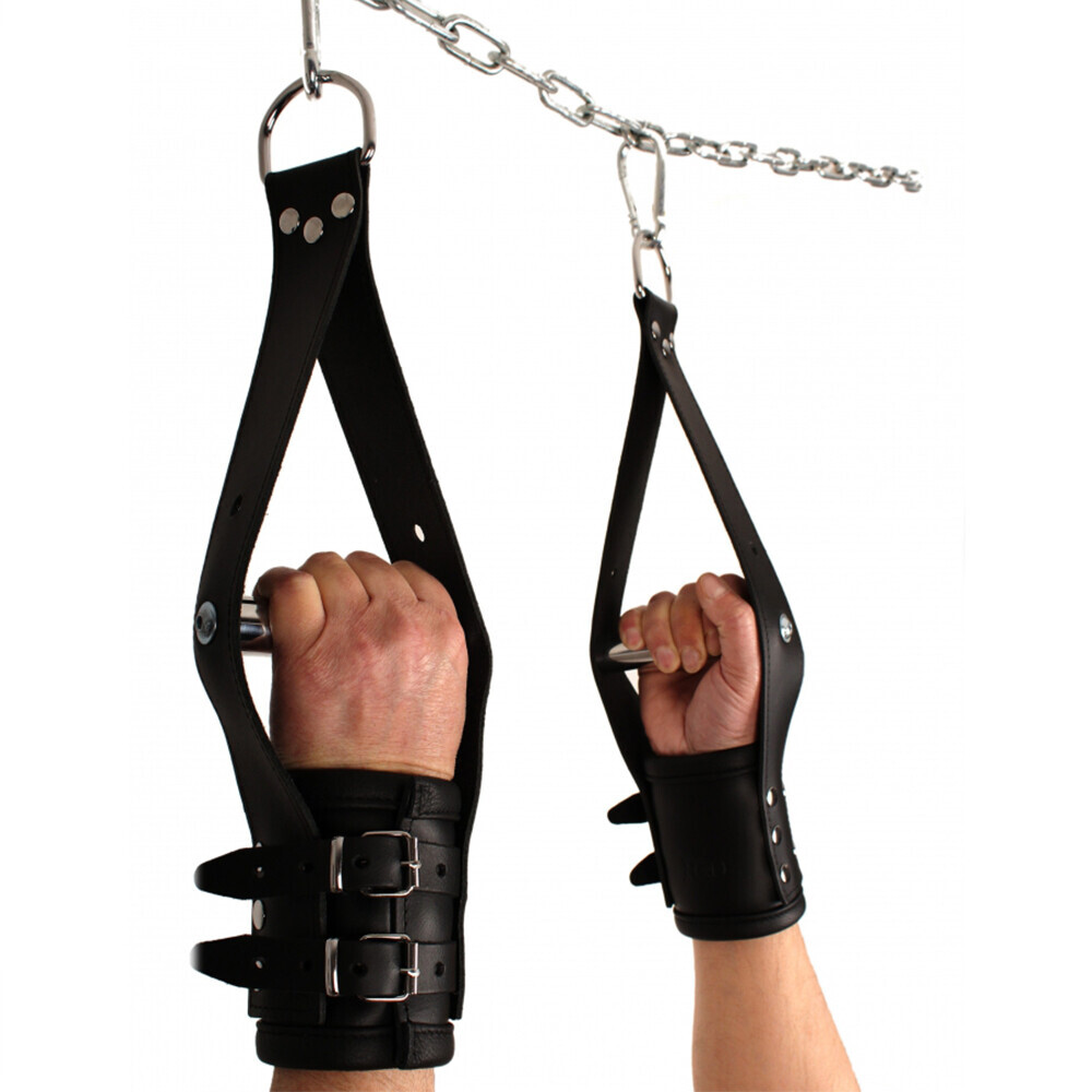 The The Red Deluxe Leather Suspension Handcuffs from Forbidden Passion