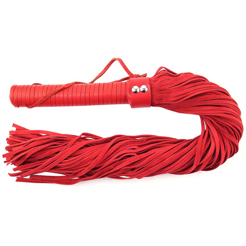The Rouge Garments Red Suede Flogger from Forbidden Passion