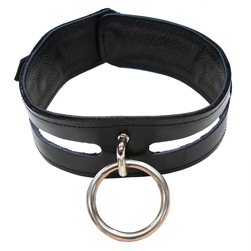 The Rouge Garments Leather Fashion Bondage Collar Black from Forbidden Passion