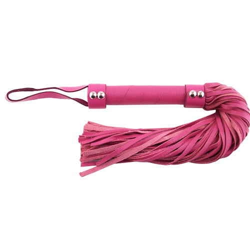 The Rouge Garments Pink Leather Flogger from Forbidden Passion