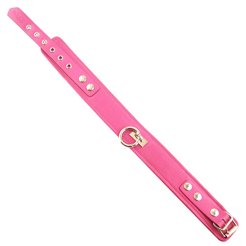 The Rouge Garments Plain Pink Leather Collar from Forbidden Passion