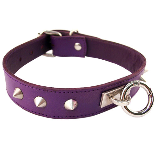 The Rouge Garments Purple Studded ORing Studded Collar from Forbidden Passion
