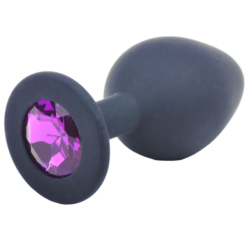 The Medium Black Jewelled Silicone Butt Plug from Forbidden Passion