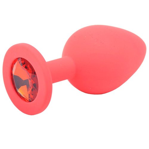 The Medium Red Jewelled Silicone Butt Plug from Forbidden Passion