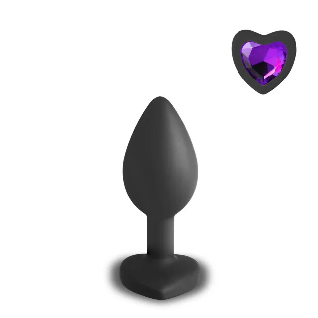 The Small Heart Shaped Diamond Base Black Butt Plug from Forbidden Passion
