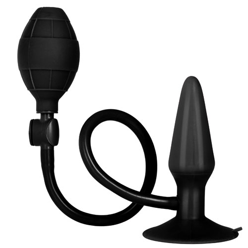 The Black Booty Call Pumper Silicone Inflatable Small Anal Plug from Forbidden Passion