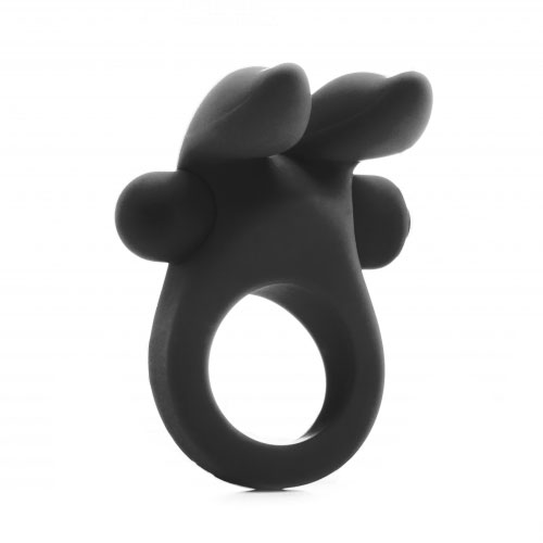 The Shots Rabbit Vibrating Cock Ring Black from Forbidden Passion