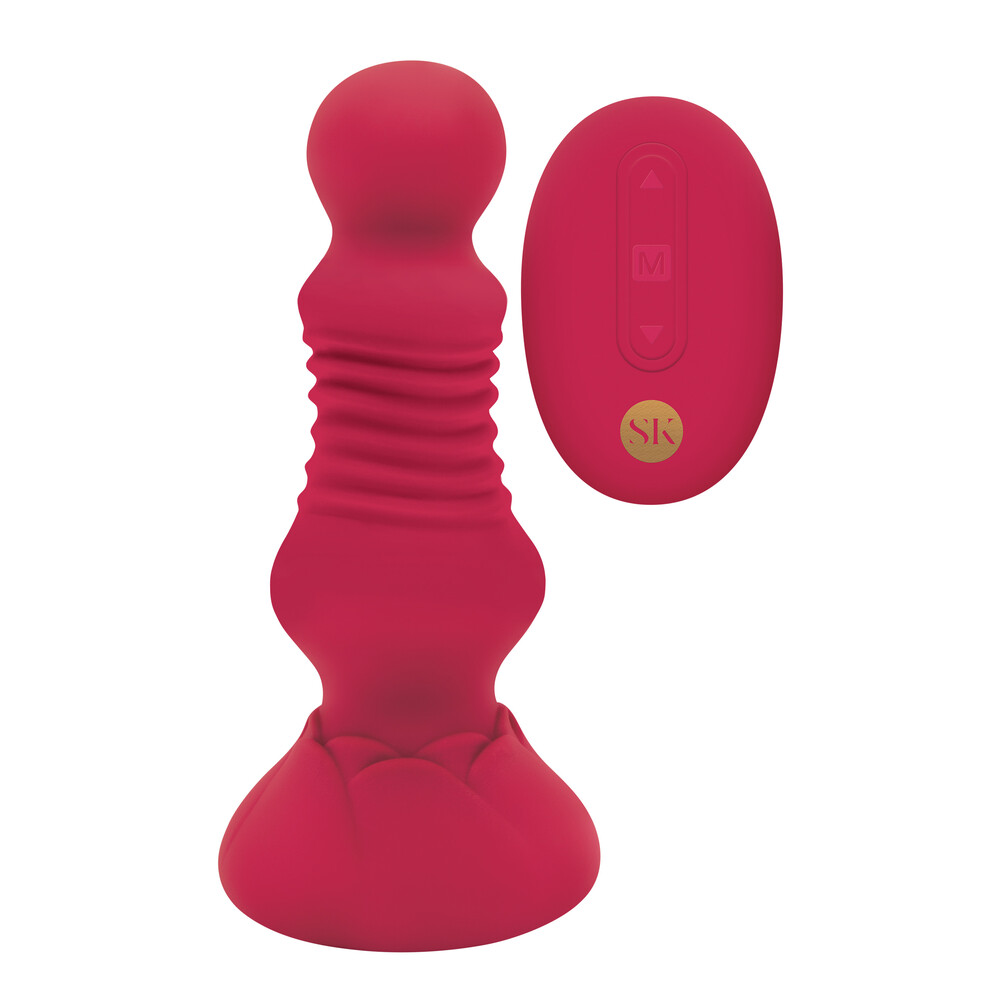 The Secret Kisses Remote Thrusting Rosebud Butt Plug from Forbidden Passion