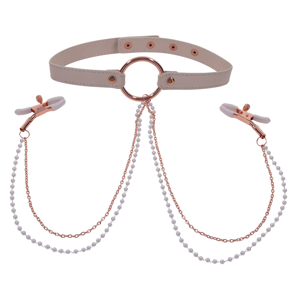The Sex and Mischief Collar with Nipple Clamps from Forbidden Passion