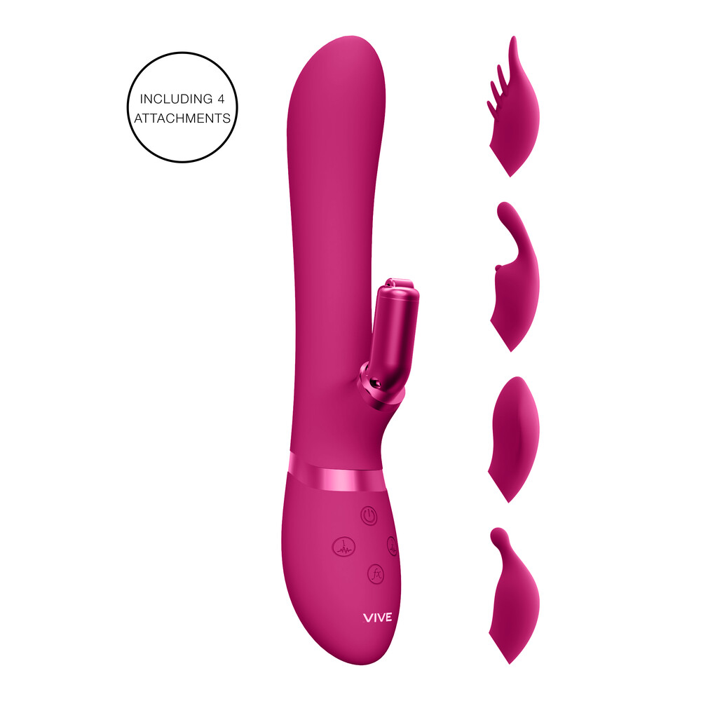 The Vive Chou Double Action Interchangeable Rabbit Vibrator Pink from Forbidden Passion