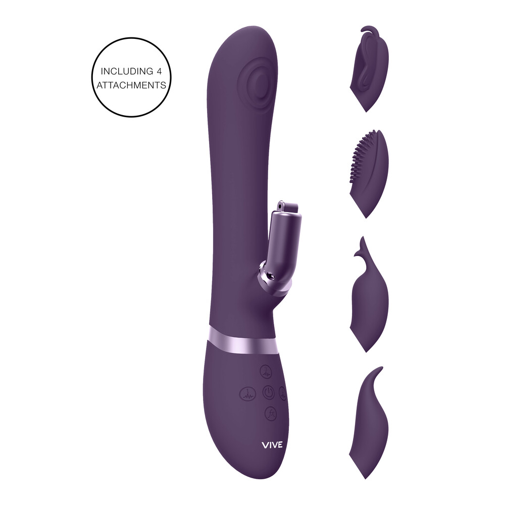The Vive Etsu Interchangeable Rabbit Vibrator Purple from Forbidden Passion