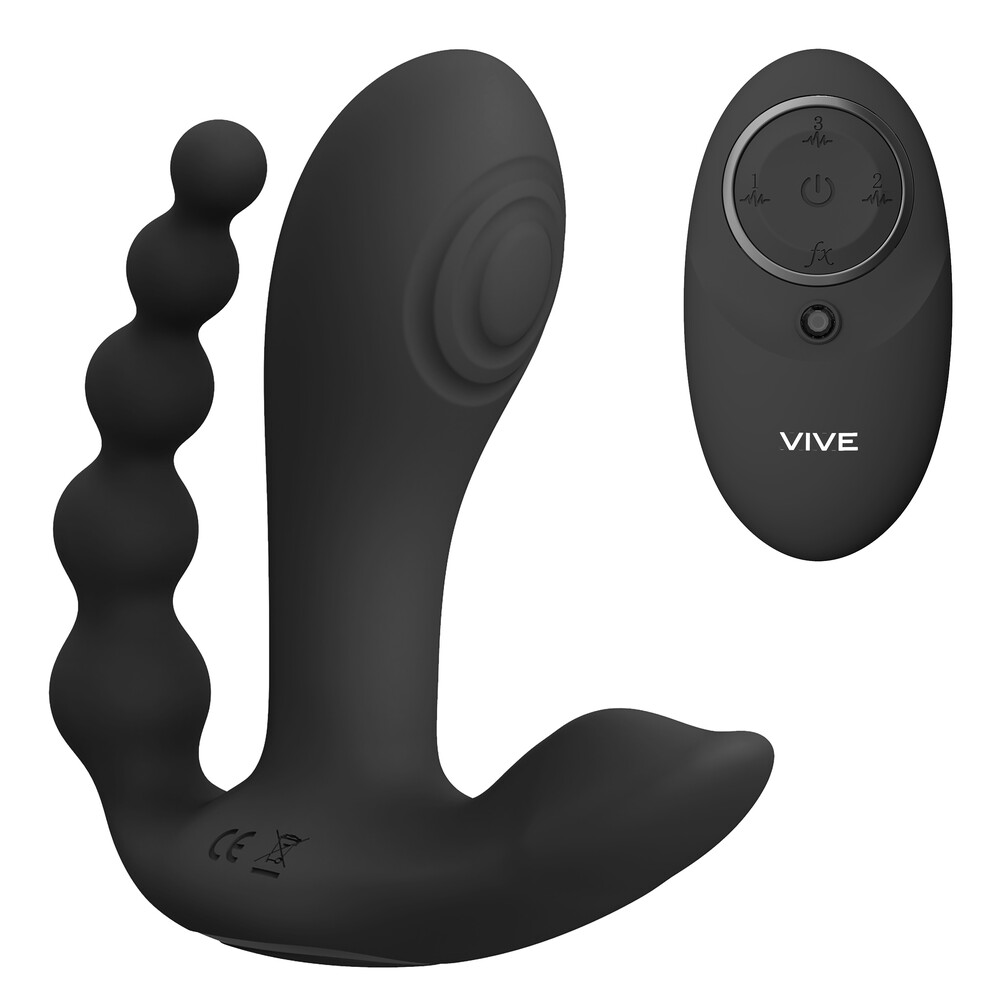 The Vive Kata Double Penetrator Vibrator Black from Forbidden Passion