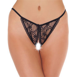 The Lace Black Crotchless Tanga from Forbidden Passion