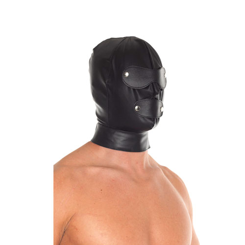 The Leather Full Face Mask With Detachable Blinkers from Forbidden Passion